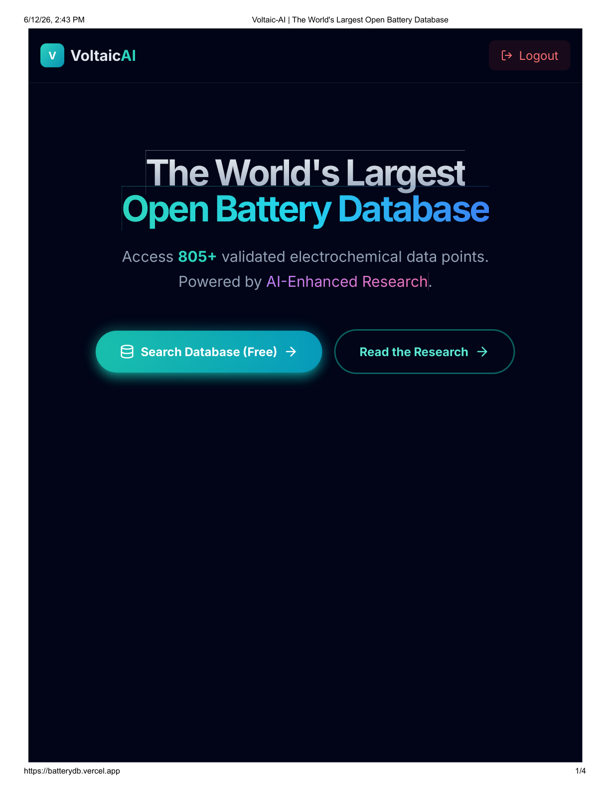 Voltaic-AI Battery Database